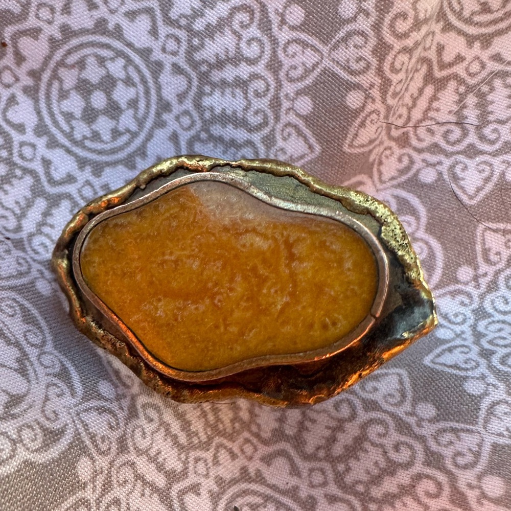 Unique Yellow and Gold Stone Brooch